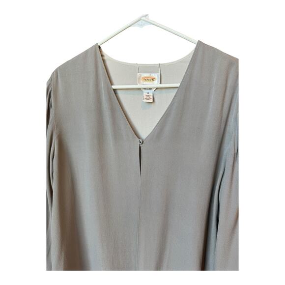 Talbots Pure Silk Reversable grey silver one button close top-jacket size large - Picture 7 of 13